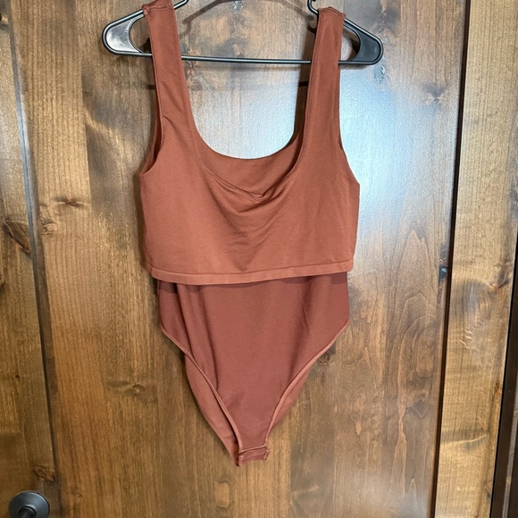 Chic Brown Bodysuit from A New Day women’s Size L square neck built in shelf bra - Picture 10 of 10